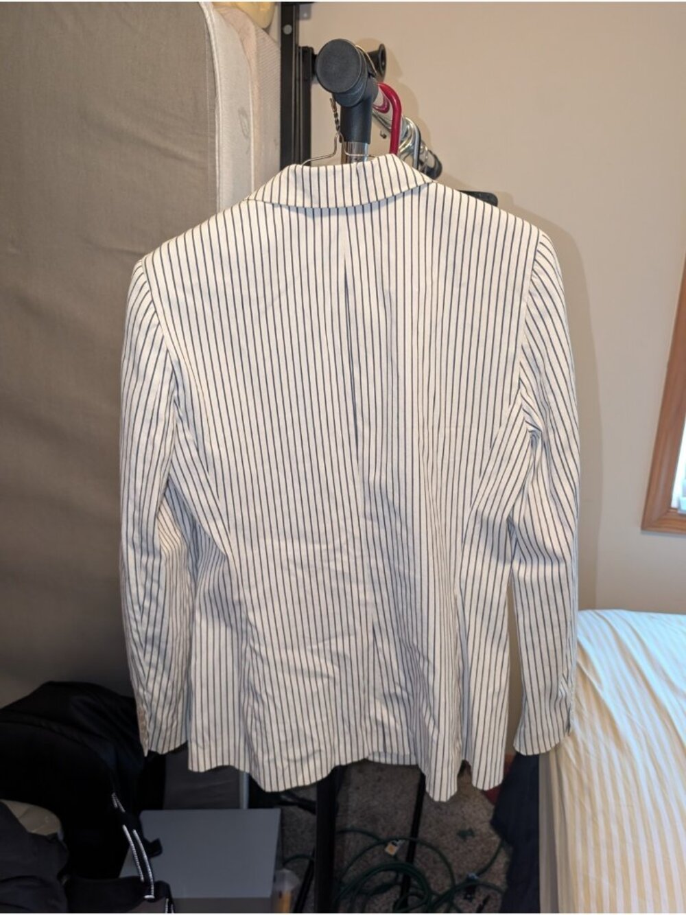 Lauren Ralph Lauren Womens Pantsuit 8 M White Blue Pinstripe Blazer Pants - Picture 8 of 16